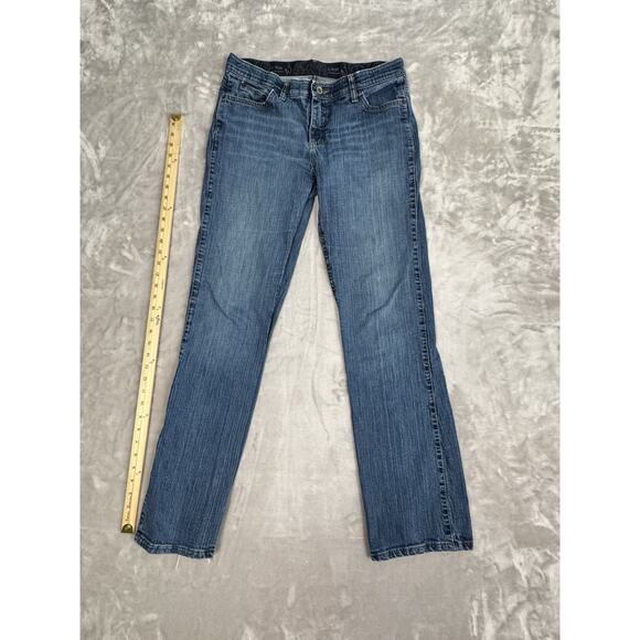 Wrangler Q Baby Jeans Women 11/12 X 34 Straight No Gap Waistband Blue Denim - Picture 1 of 7